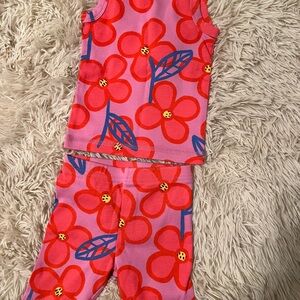 Tea Collection Pink and Red Floral Kids Pajama Set